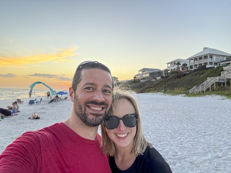 Ryan and Karin at the beach at sunset